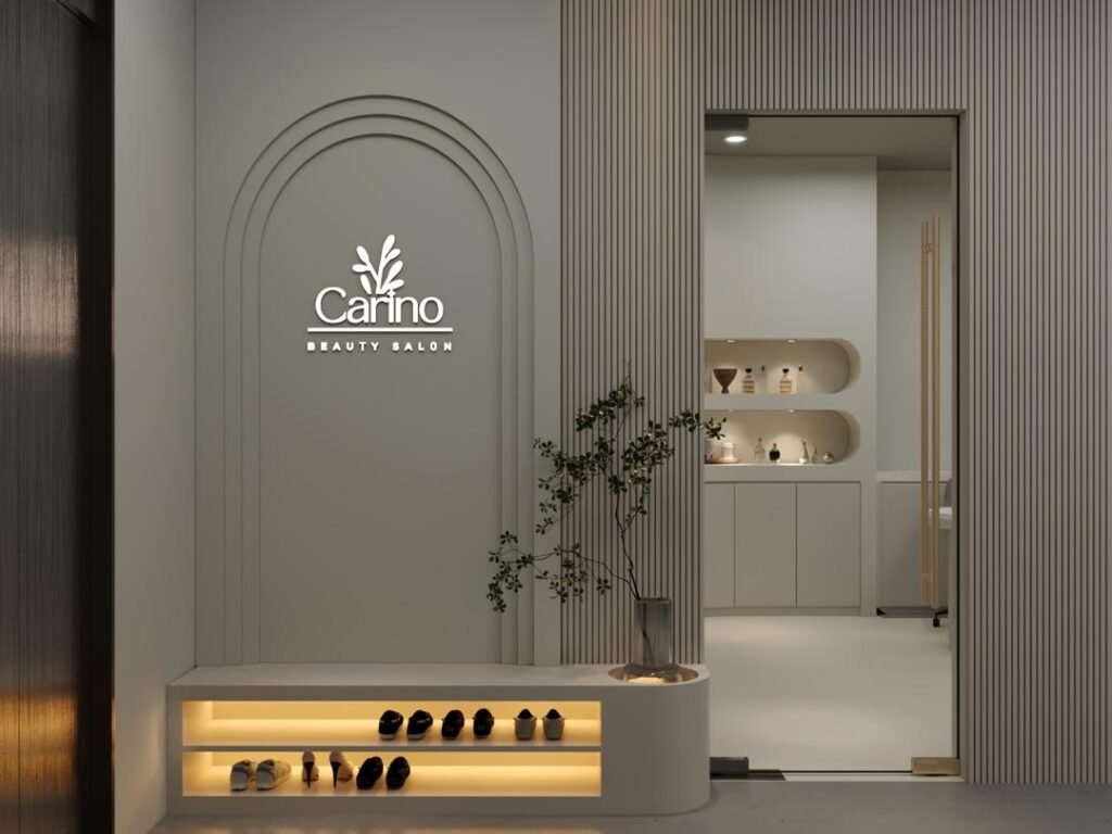 Commercial beauty salon interior renovation and custom carpentry fit-out crafted by Tower Tree Renovation for Carino Home Style Beauty in Austin Crest, Johor.
