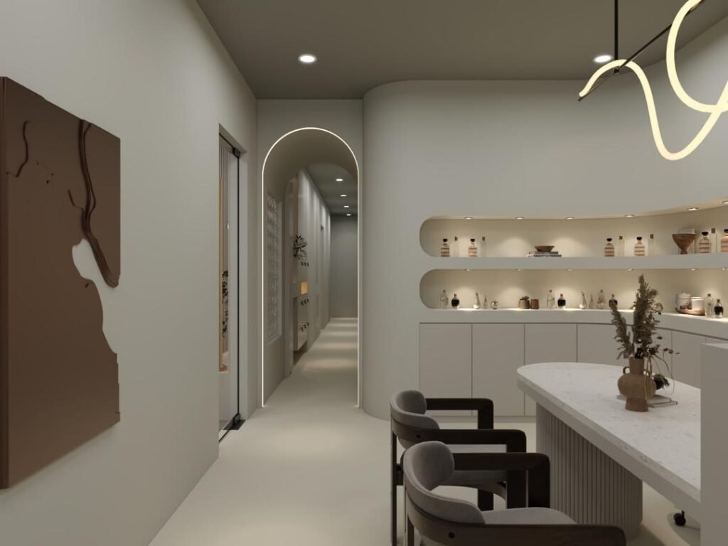 Commercial beauty salon interior renovation and custom carpentry fit-out crafted by Tower Tree Renovation for Carino Home Style Beauty in Austin Crest, Johor.