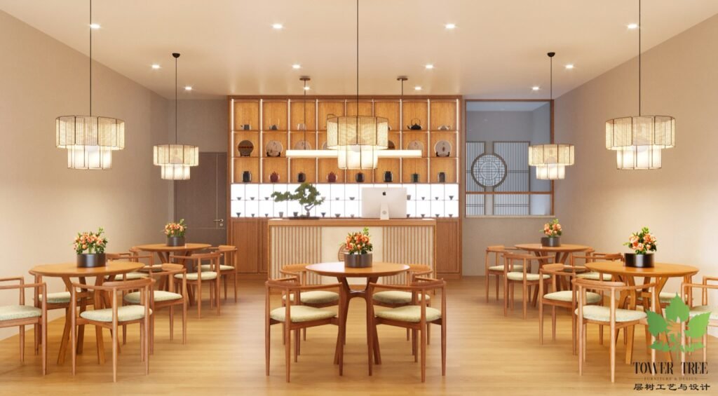 Custom fluted wooden feature wall with illuminated logo backdrop and glass bakery display counters built by Tower Tree Renovation for a premium confectionery shop in Johor Bahru.